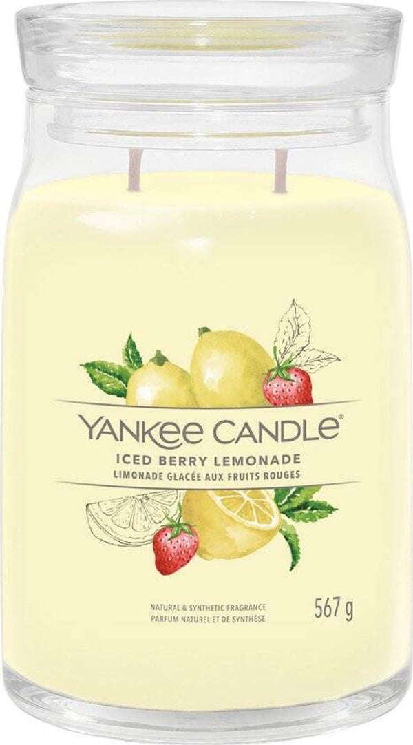 Yankee Candle Iced Berry Lemonade Large Jar – Geurkaars 90 uur, 2 lonten