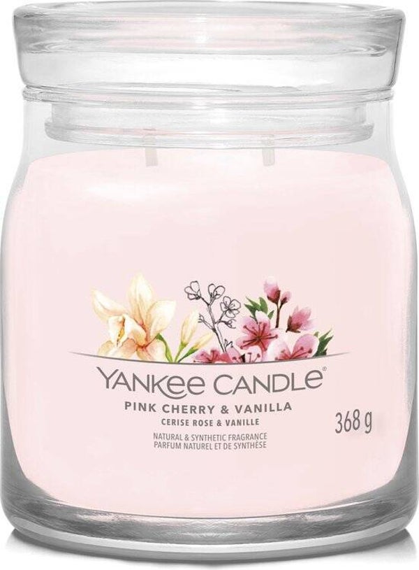 Yankee Candle Pink Cherry & Vanilla Medium Geurkaars – 368 g – 2 Lonten