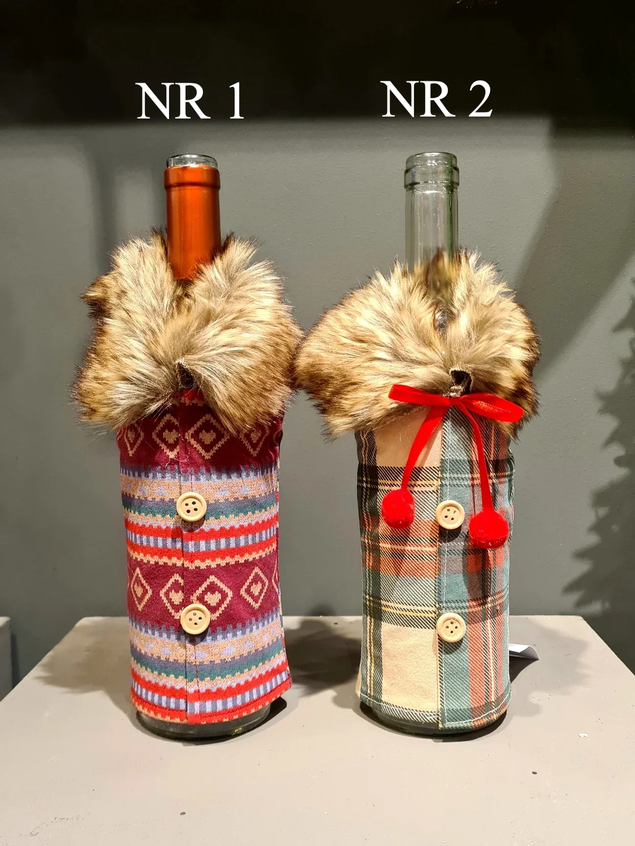 Wijnfles deco met pels