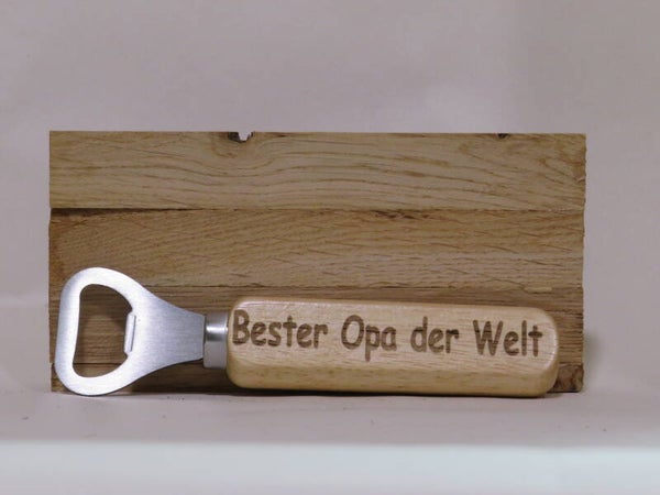 Bieröffner Holz mit gravur