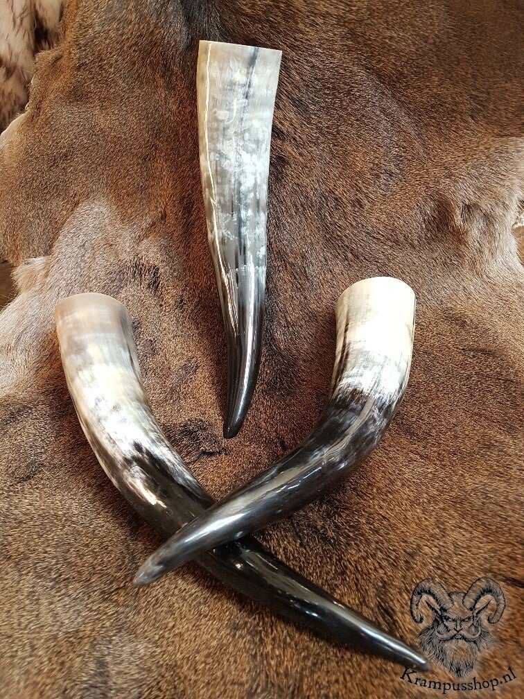 Krampus-Perchten Drinkhoorn, Runderhoorn, ca. 500 ml.