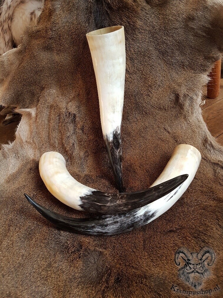 Krampus-Perchten Drinkhoorn, Runderhoorn, ca. 900 ml.