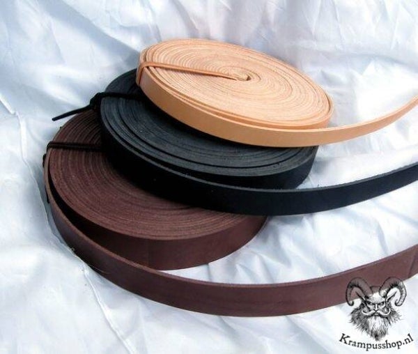 Krampus - Perchten Lederen Riem in 2.0 cm breed, natuur per meter