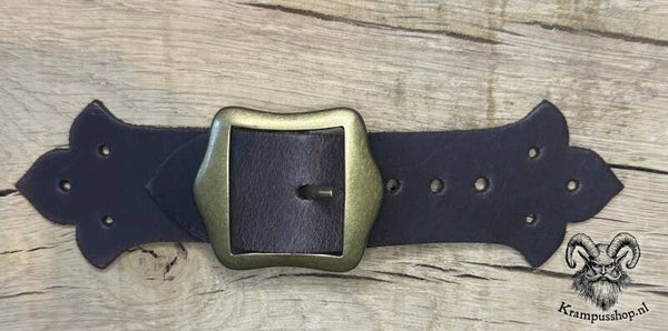 Krampus lederen schoudervacht sluiting in bruin