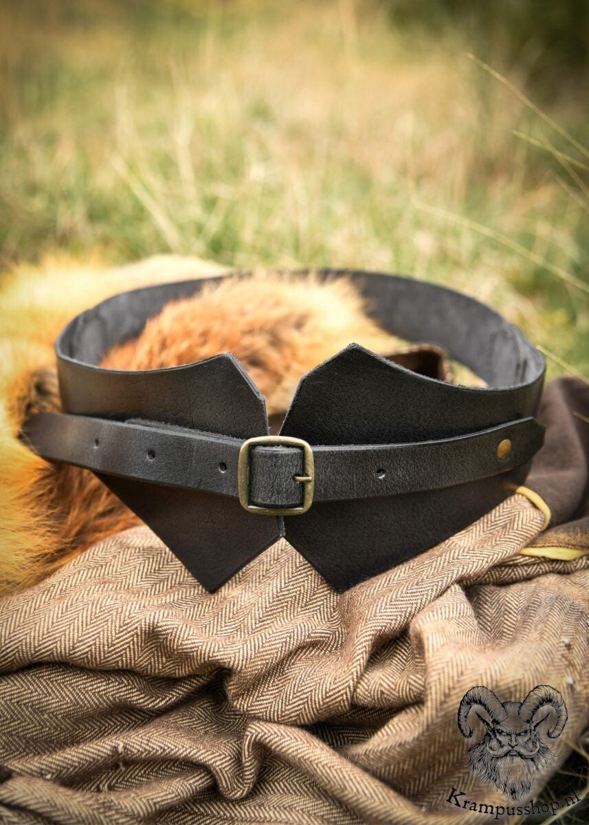 Krampus - Perchten lederen riem in zwart