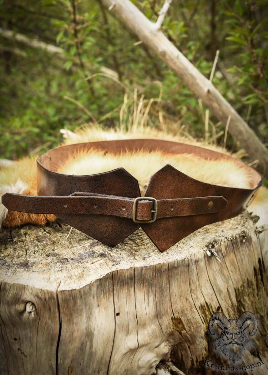 Krampus - Perchten lederen riem in bruin