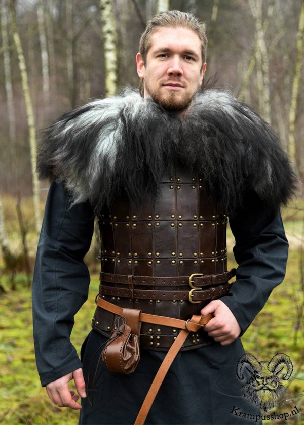 Krampus Schapenvacht Schouderbont zwart/grijs