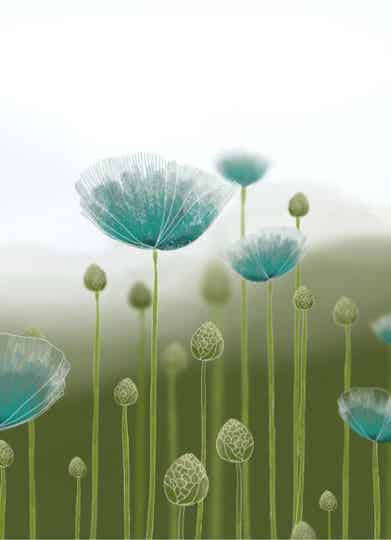 Kaart A6: Bloemen blauw