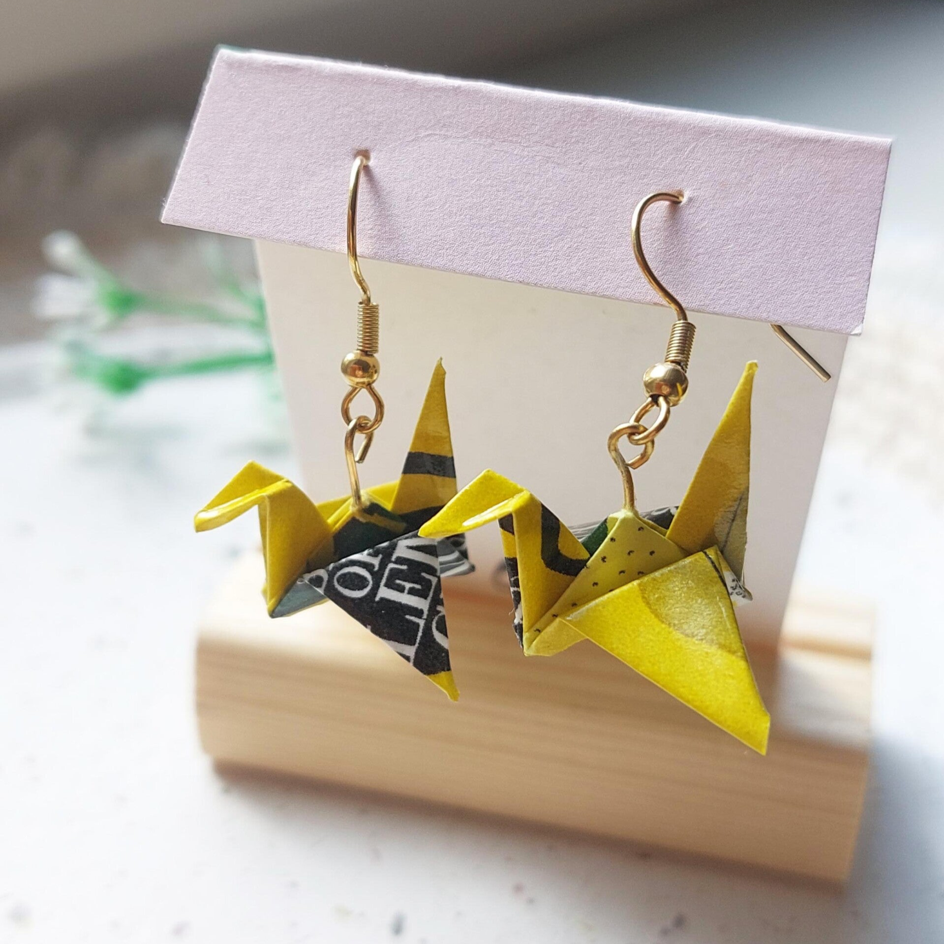 Kraanvogel origami Clipper okergeel