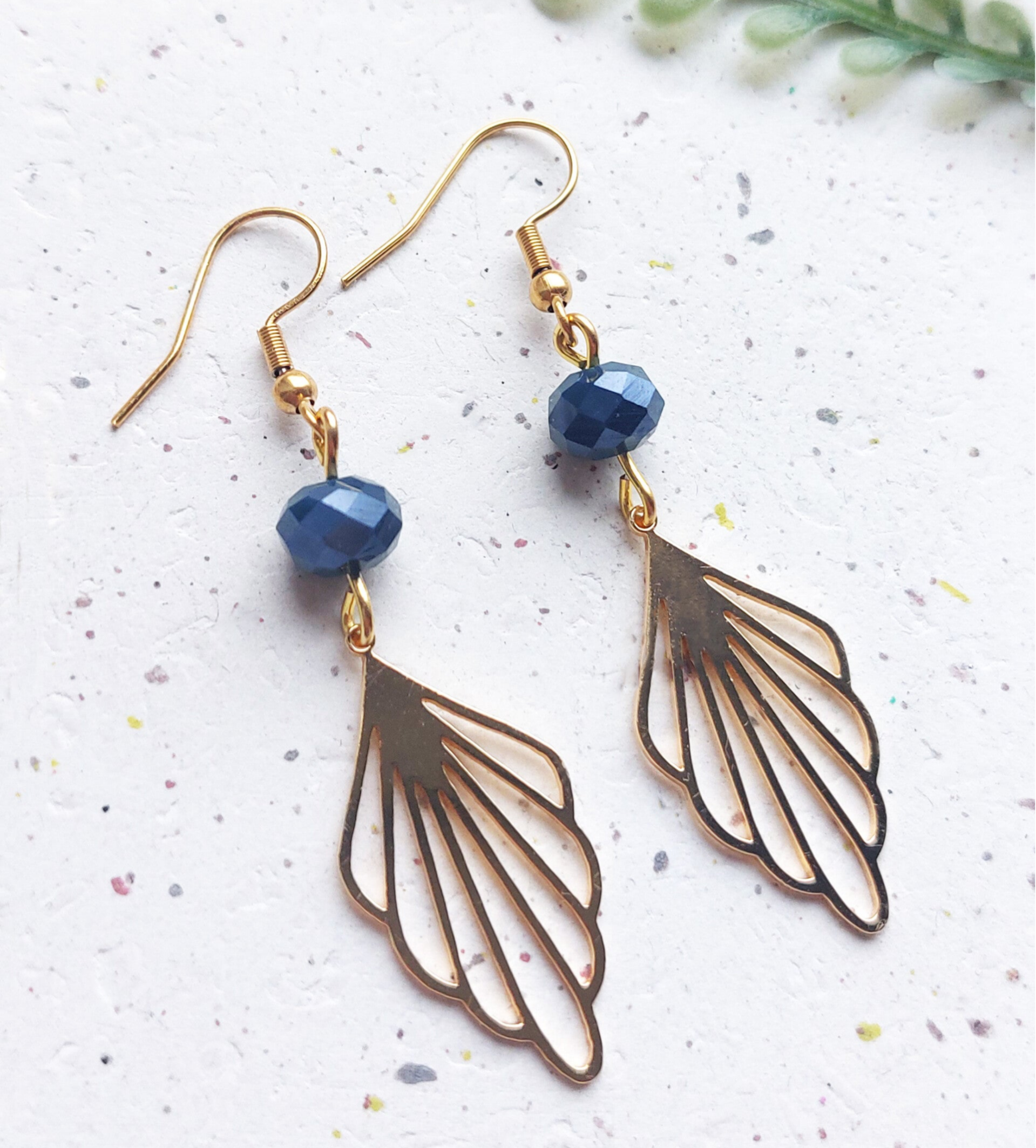 Art deco blad donkerblauw