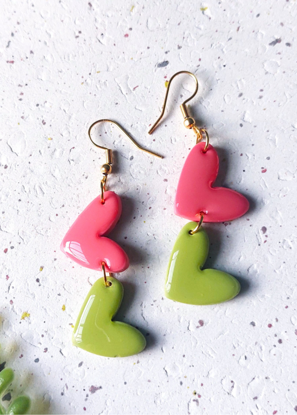 Hartjes groen/roze