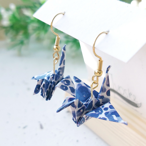 Kraanvogel origami panter blauw