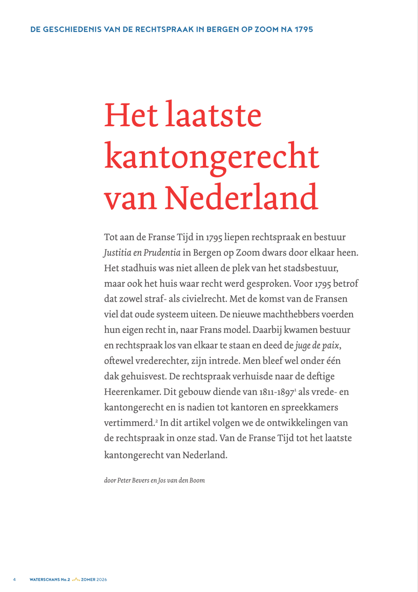 Eerste pagina van het artikel Het laatste kantongerecht van Nederland