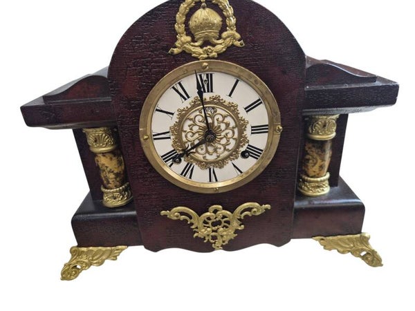 Antique Waterbury Mantel Clock Adamantine Columns Brass Dial c1900–1920 Reconditioned