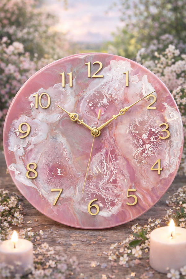 ✨ Horloge Murale Artisanale – Harmonie Rosaline 25 cm