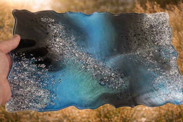 Plateau décoratif Lagune Argentée