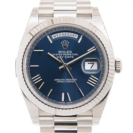 18KT White Gold Stainless Steel Automatic Blue Dial