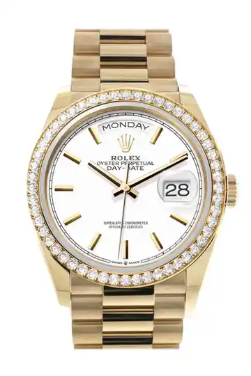 White Dial Gold Diamond Bezel
