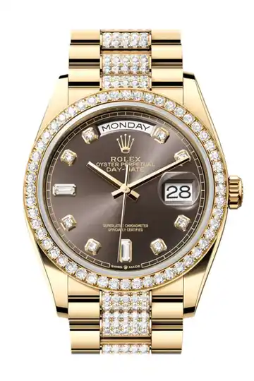 Dark Grey Diamond Dial Gold Diamond Bezel