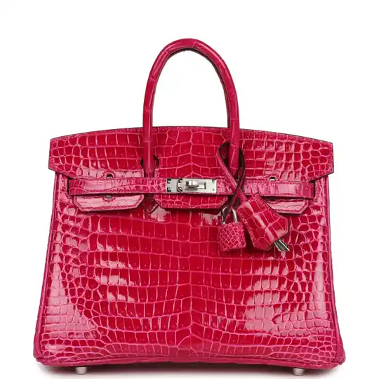 Hermès Birkin 25 Rose Mexico Shiny Porosus Crocodile