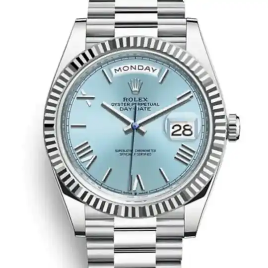 40 in Platinum with Ice-Blue Dial