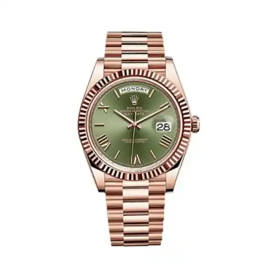 40 Presidential Olive Green Dial 18kt Rose Gold