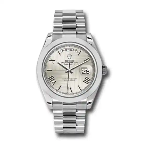Presidential Silver dial, Smooth Bezel