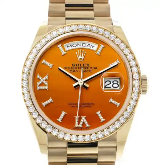 Carnelian Dial Gold Diamond Bezel