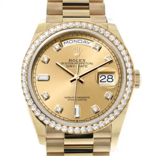 Champagne Diamond Dial Gold Diamond Bezel