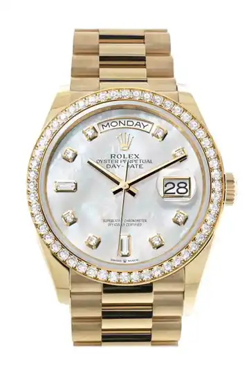 Mother of Pearl Dial Gold Diamond Bezel