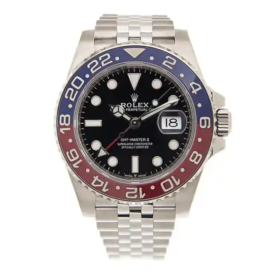 0mm Pepsi Blue and Red Bezel Stainless Steel Automatic Black Dial