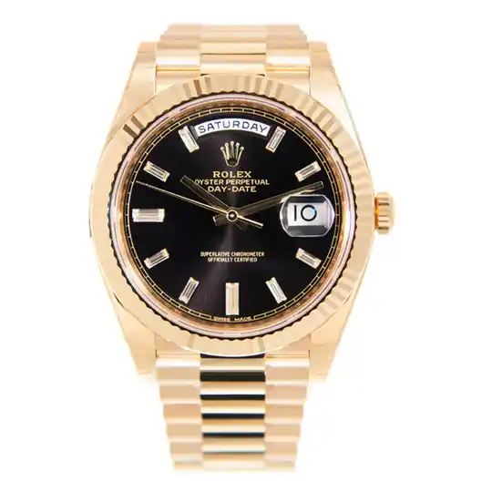40mm 18KT Yellow Gold Stainless Steel Automatic Black Dial
