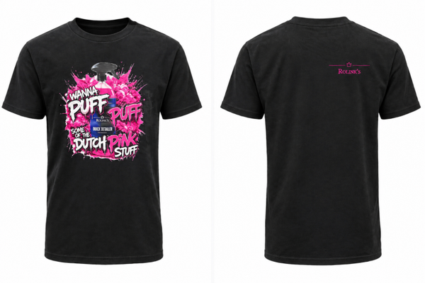 Rolink’s T-shirt – I Wanna Puff Dutch Pink Stuff maat S