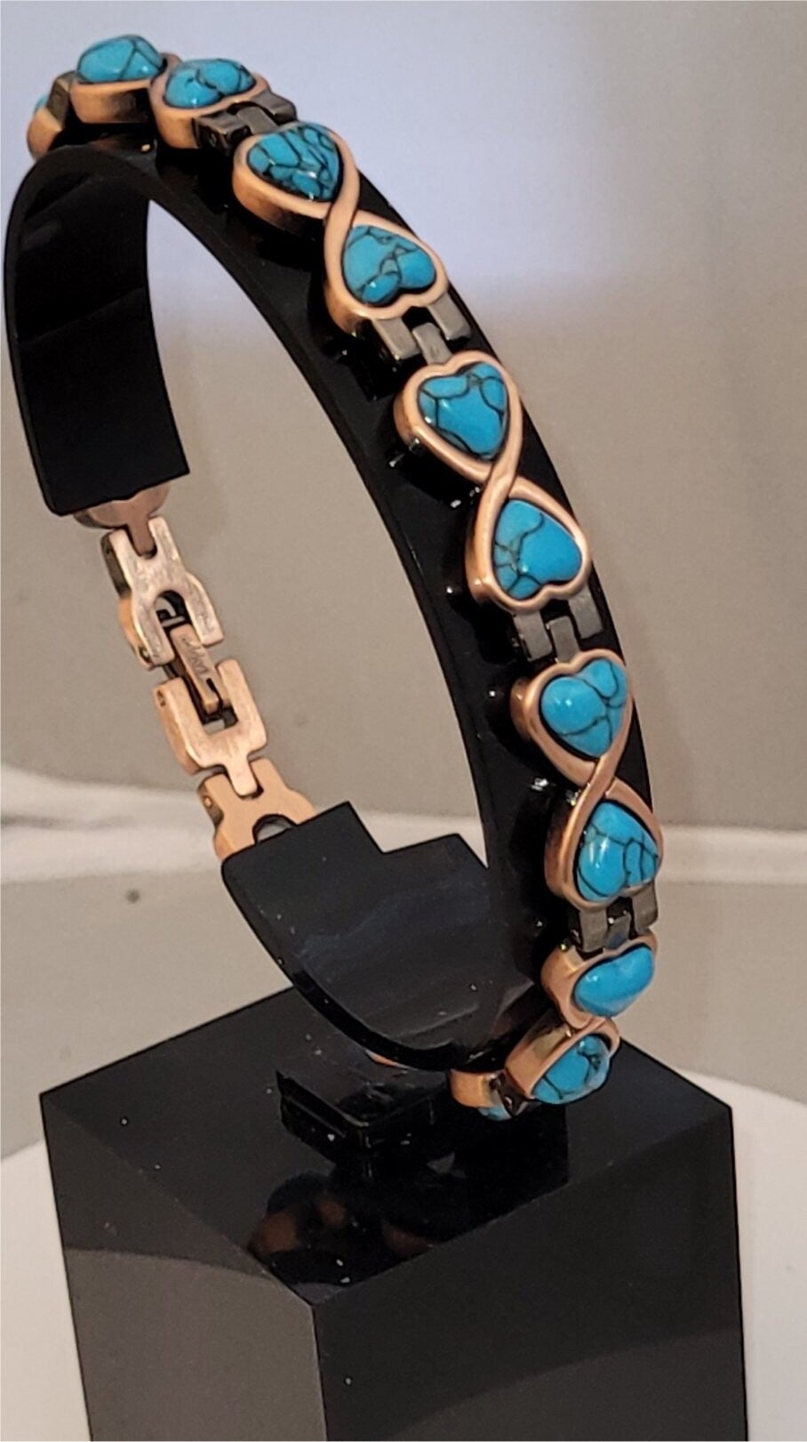 Copper & Turquoise Hearts Bracelet