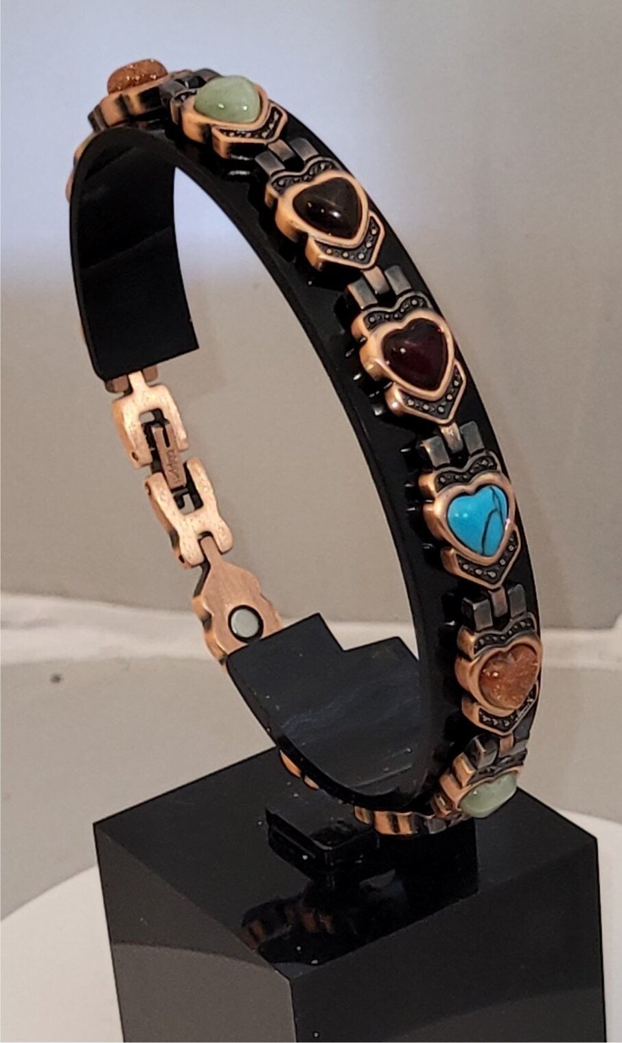 Copper & Chakra Heart stone Bracelet