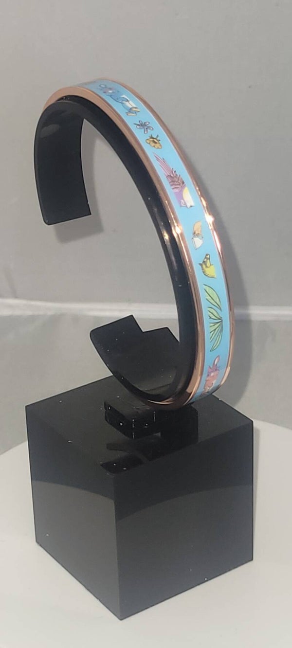 Copper & Light Blue Enamel Bangle