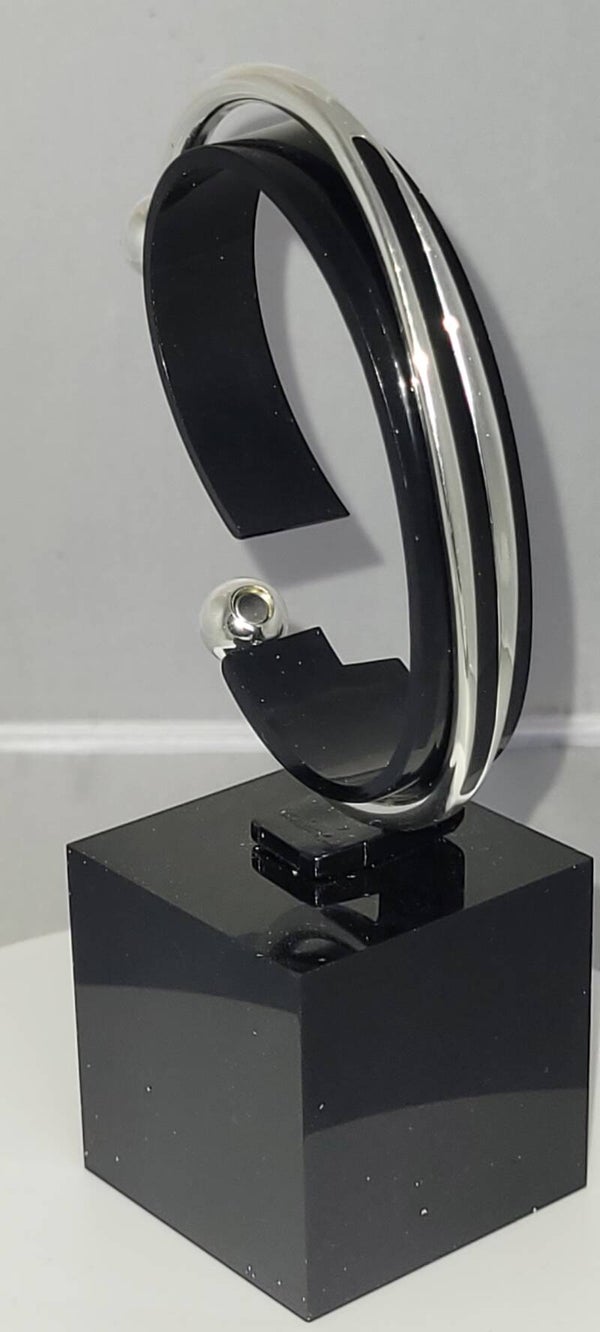 Chrome & Black plated copper bangle