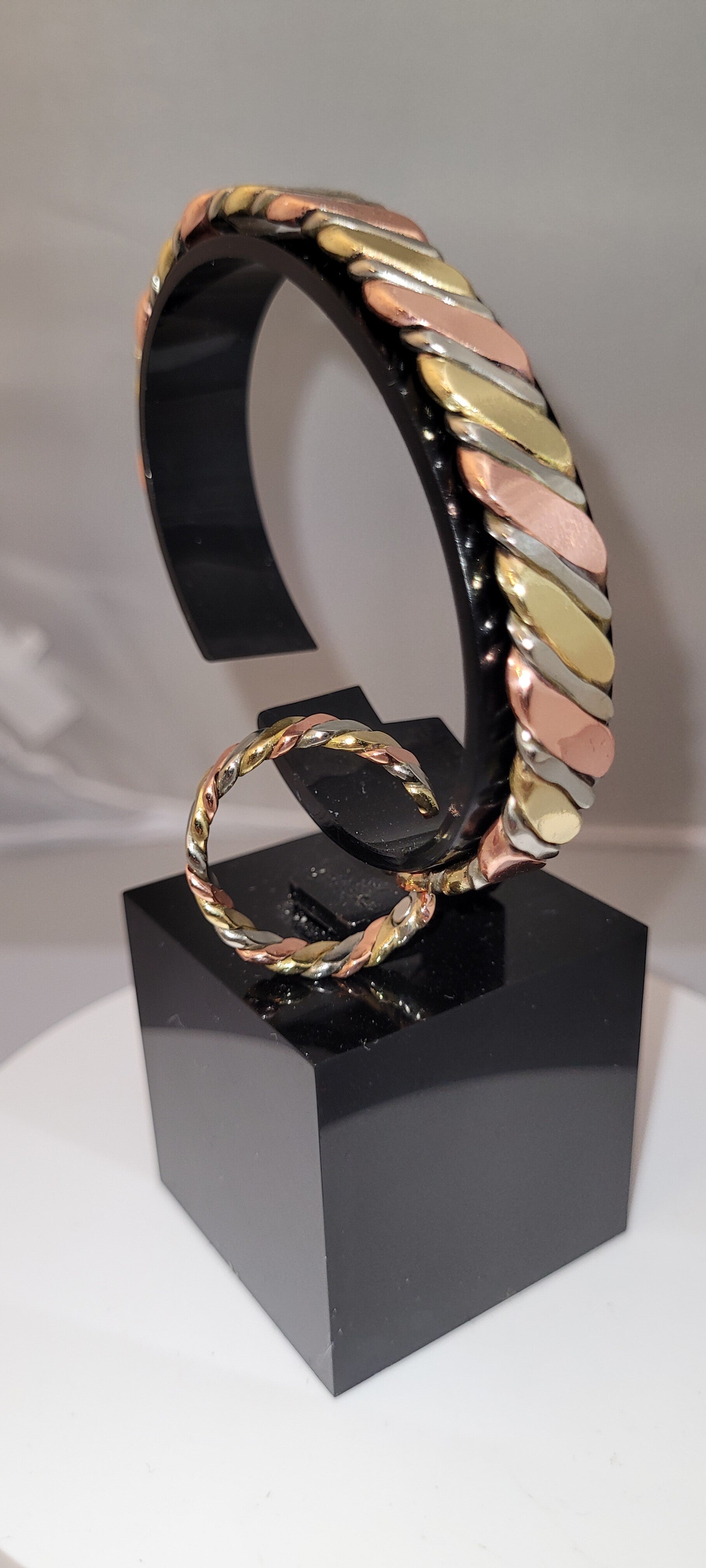 3 Colour Copper Magnetic Therapy Bangle & Ring Set