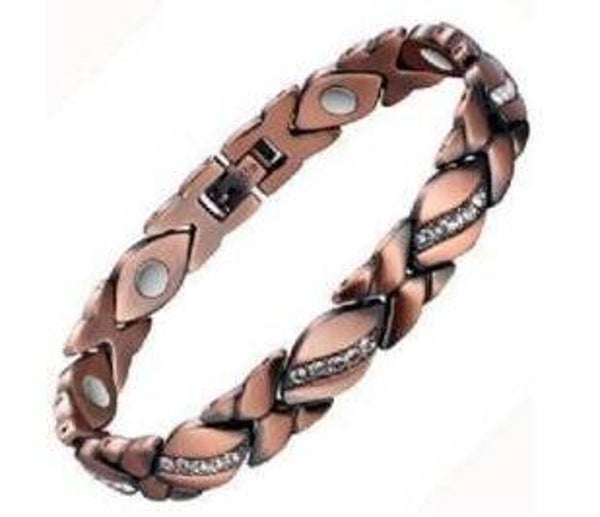 Copper Coffee Bean style with Crystal Stones Magnetic Therapy Bracelet