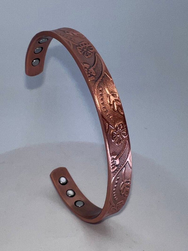 Pure Copper Floral Style Antique Copper Bracelet