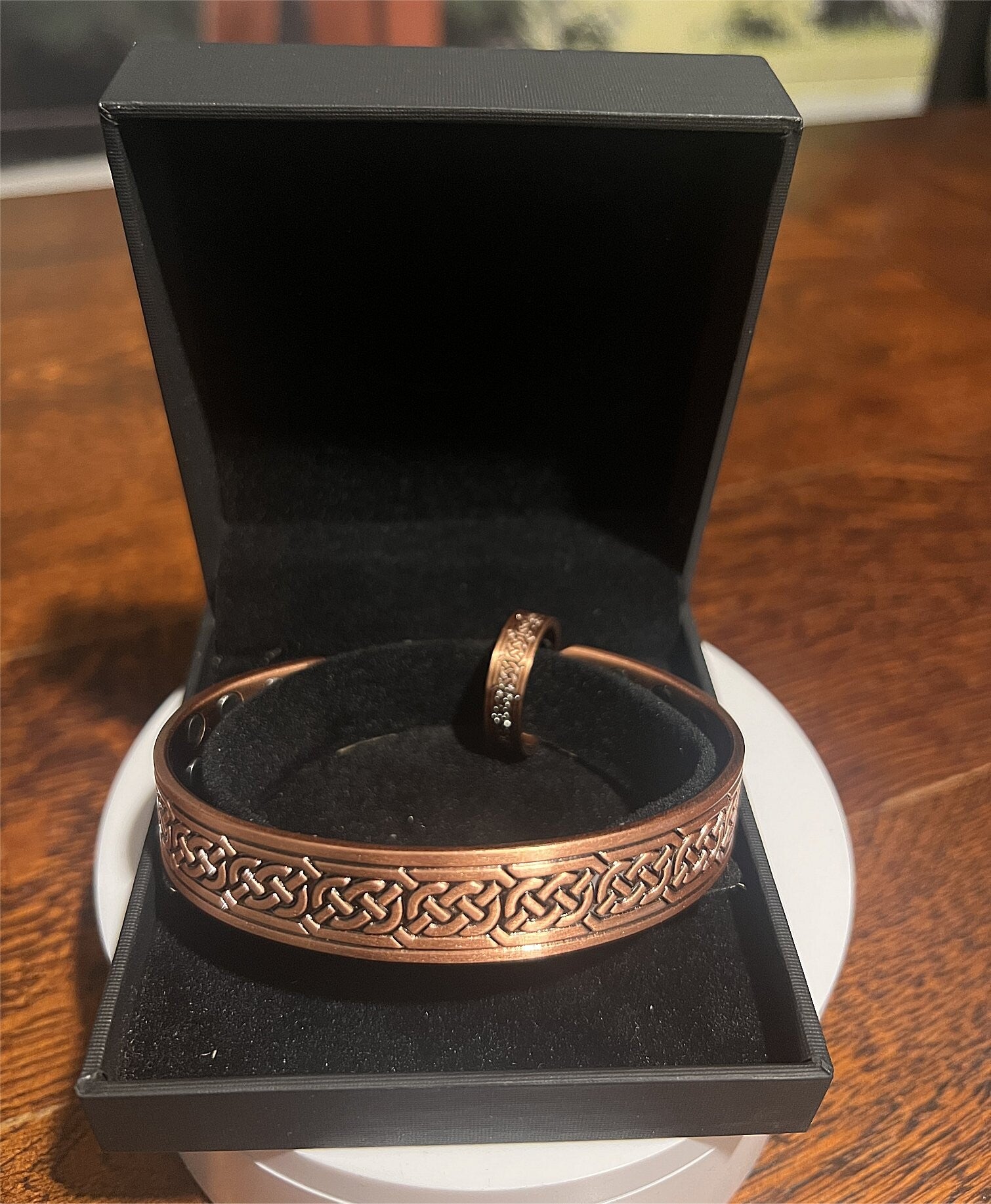 Gaelic Braid Copper 20 Magnet Therapy Bracelet & Ring Set