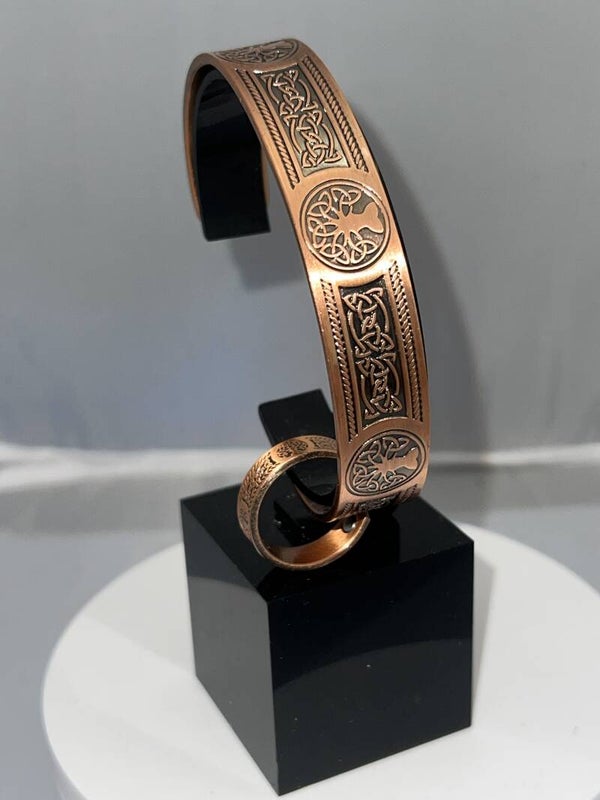 'Tree of Life' Copper Magnetic Therapy Bracelet & Ring Set