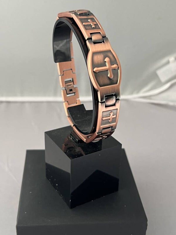 Spiritual Holy Cross Pure Copper Magnetic Therapy Bracelet