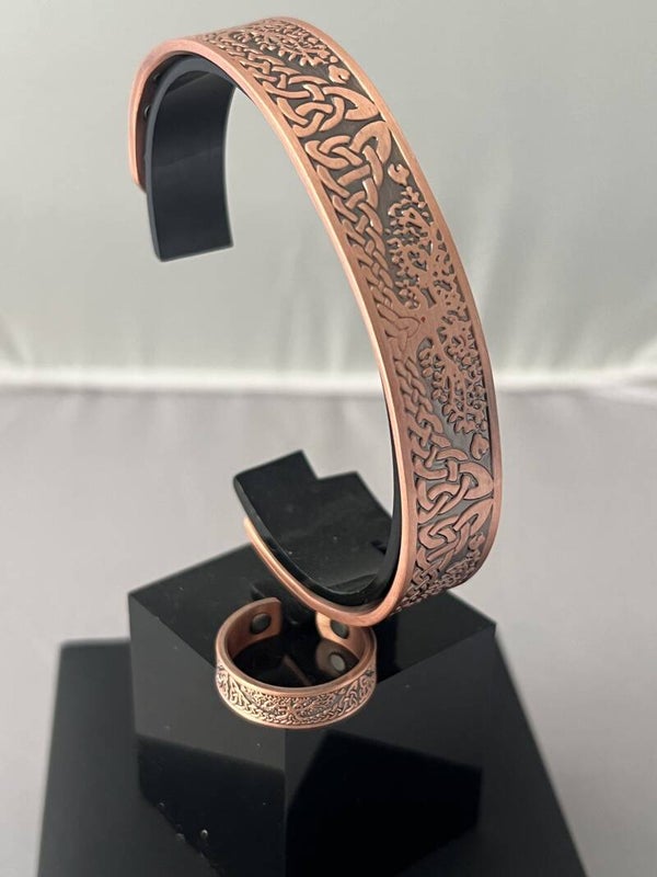 Spread Tree of Life  Copper Magnetic Therapy Bracelet & Ring Set