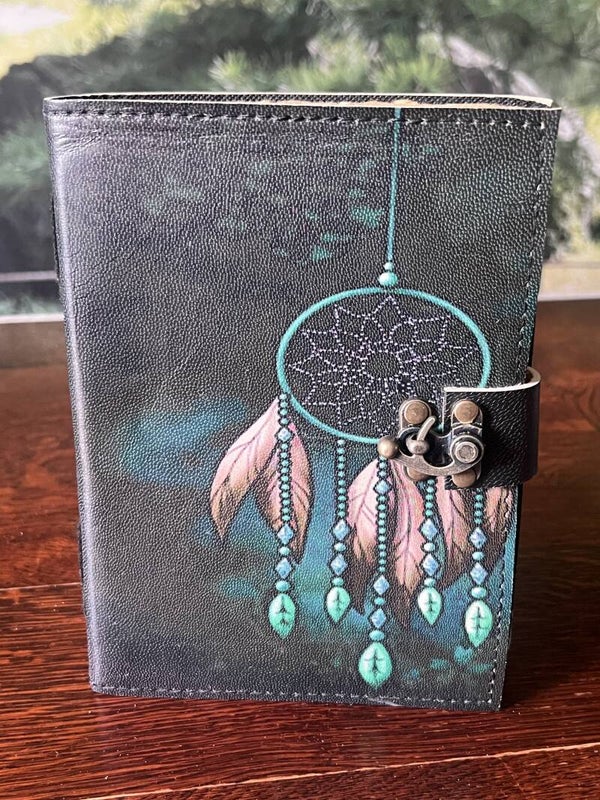 Handmade Leather Bound "Dreamcatcher" Journal - New Larger 8" x 6" (A5) size