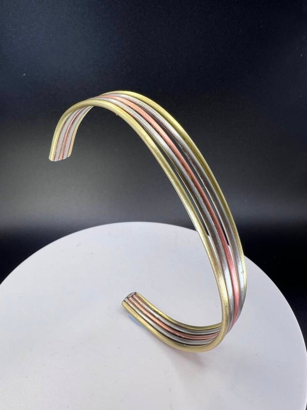 Tri Colour Thin Band Copper Therapy Bracelet (No Mags)