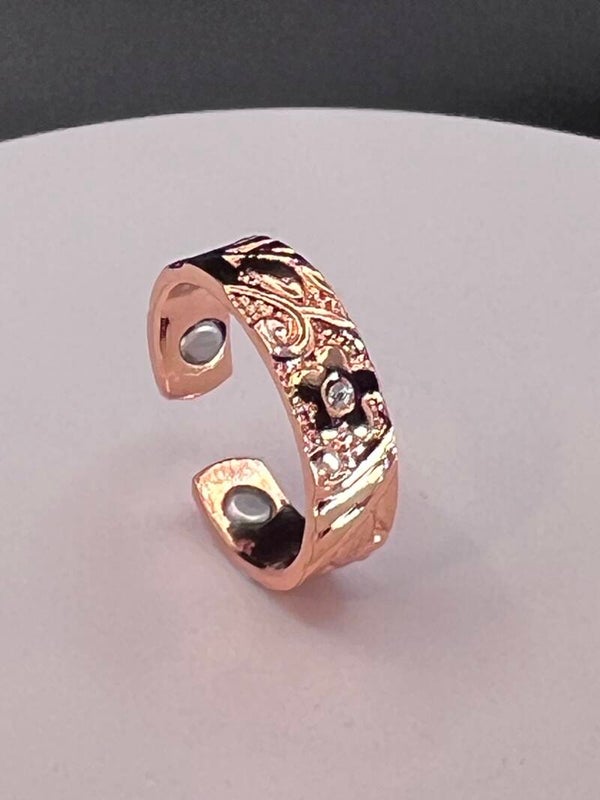 Floral Copper Therapy Ring with Stones