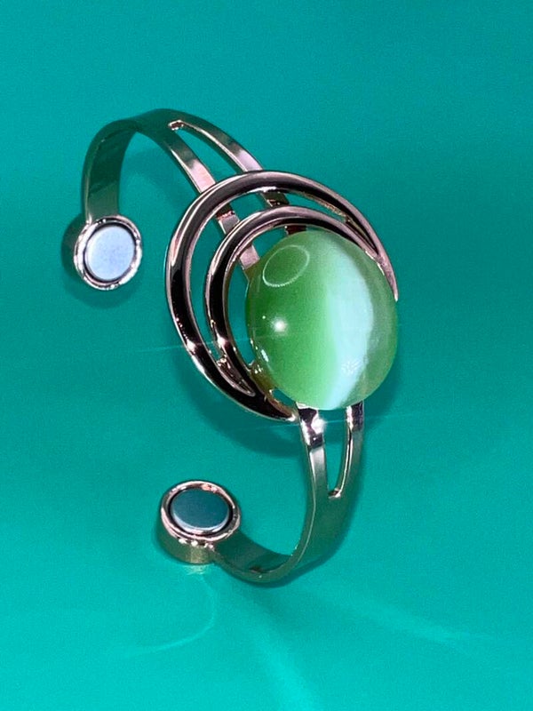 Copper Moon with Jade Green Stone Bracelet