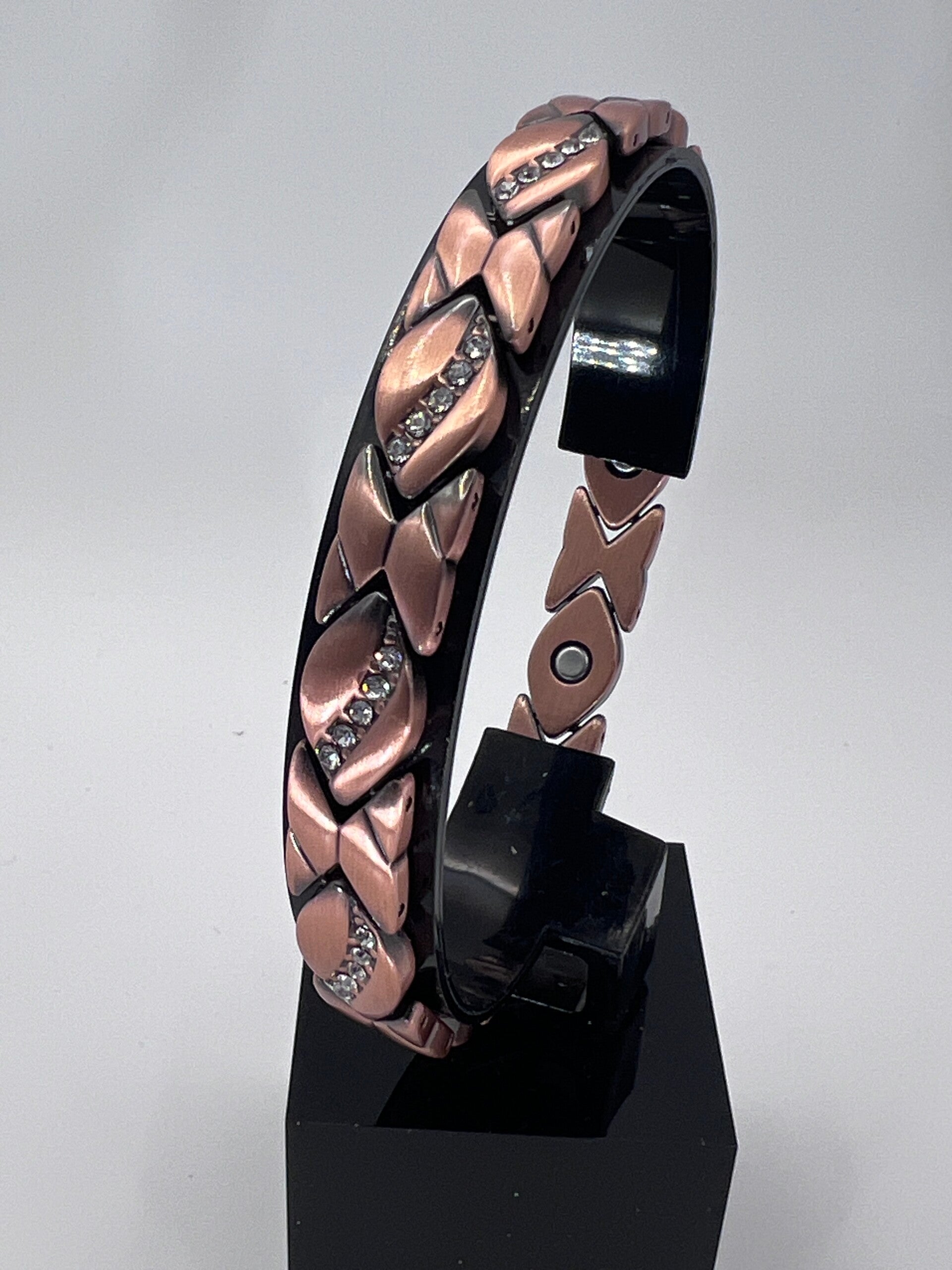 Copper Coffee Bean style with Crystal Stones Magnetic Therapy Bracelet
