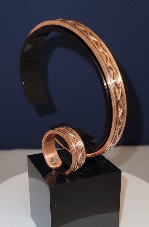 Wave pattern Bracelet and Ring Set
